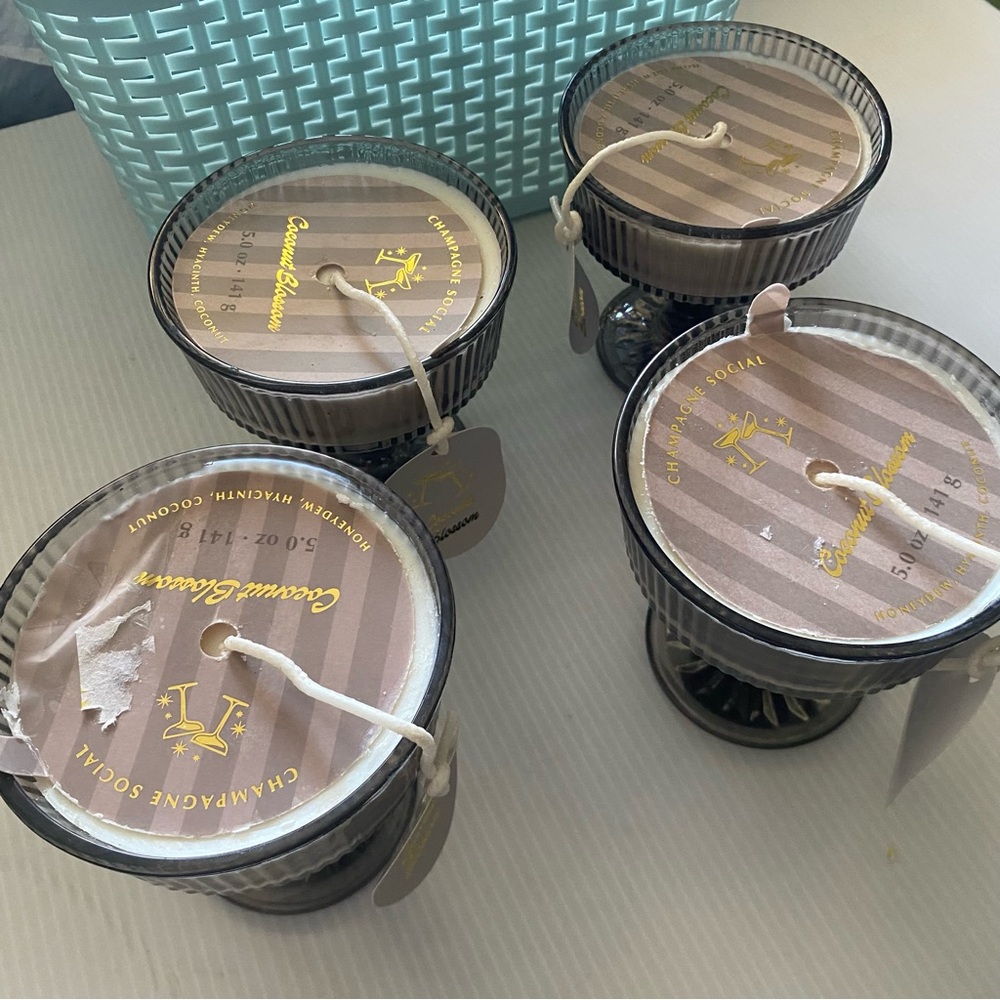 Champagne Social Coconut Blossom Scented Candle - Taupe & Gold $5 each